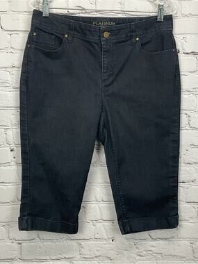 Chico's Platinum Crop Jean Capris Women's Size 1 (S/8) Blue Cuffed Festive Beach